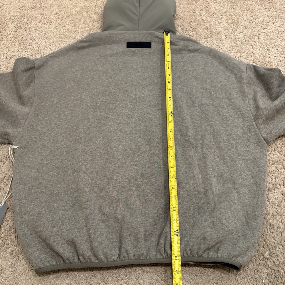 Fear Of God Essentials Nylon Fleece Hoodie Mens Small Brown Pullover NEW - Picture 9 of 9